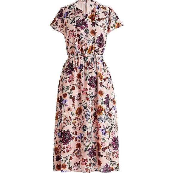J.Crew Dresses & Skirts - J. Crew Faye Dress  A-line Midi in Blush with Floral Print Women's Medium